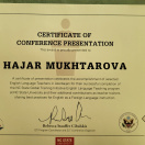 Certificate of conference presentation